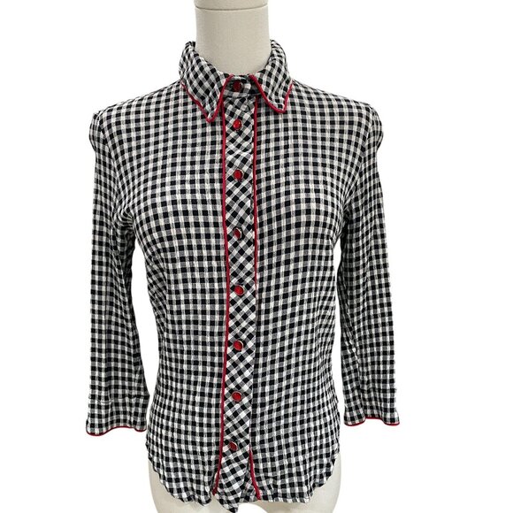 Lady Reiner Cowgirl Couture Gingham Blouse XS Western Retro Cottagecore Chic - Picture 6 of 10